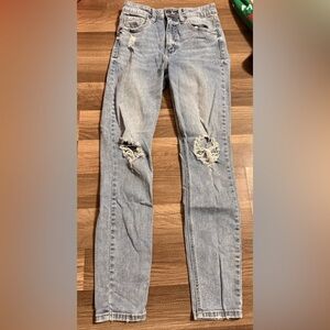 Eunina women’s super high rise Stylish Light Blue Distressed Women Jeans size 3